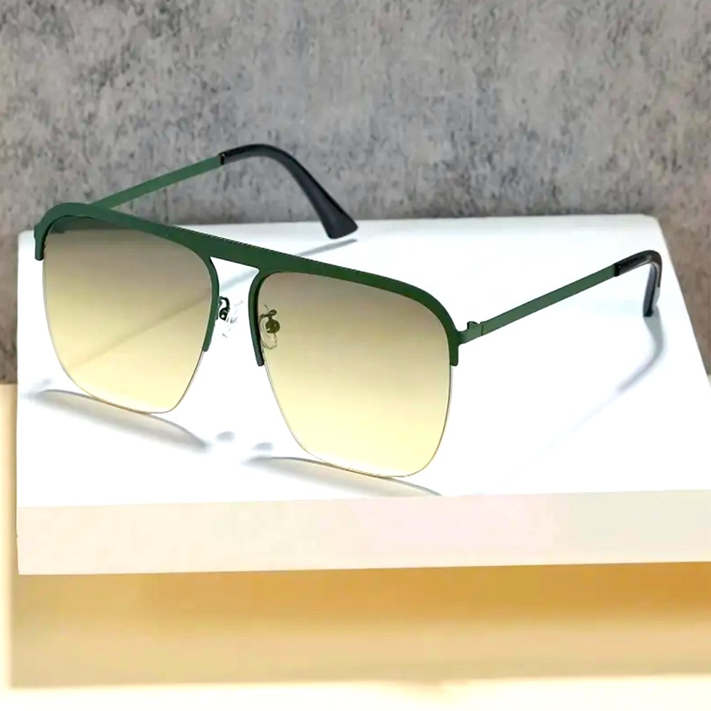 COPY - Unisex, Retro Green, Rimless, square sunglasses with UV protection